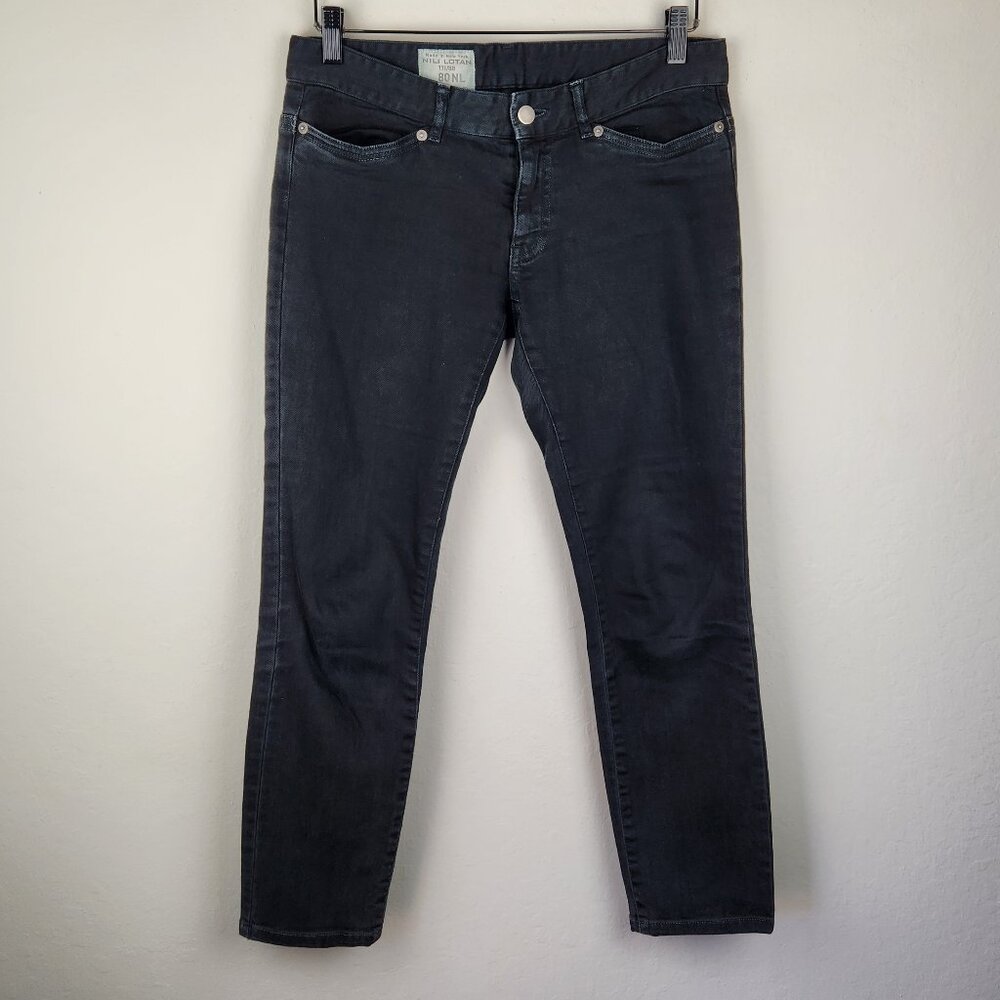 Nili Lotan Washed Black Low Rise Ankle Jeans sz 2